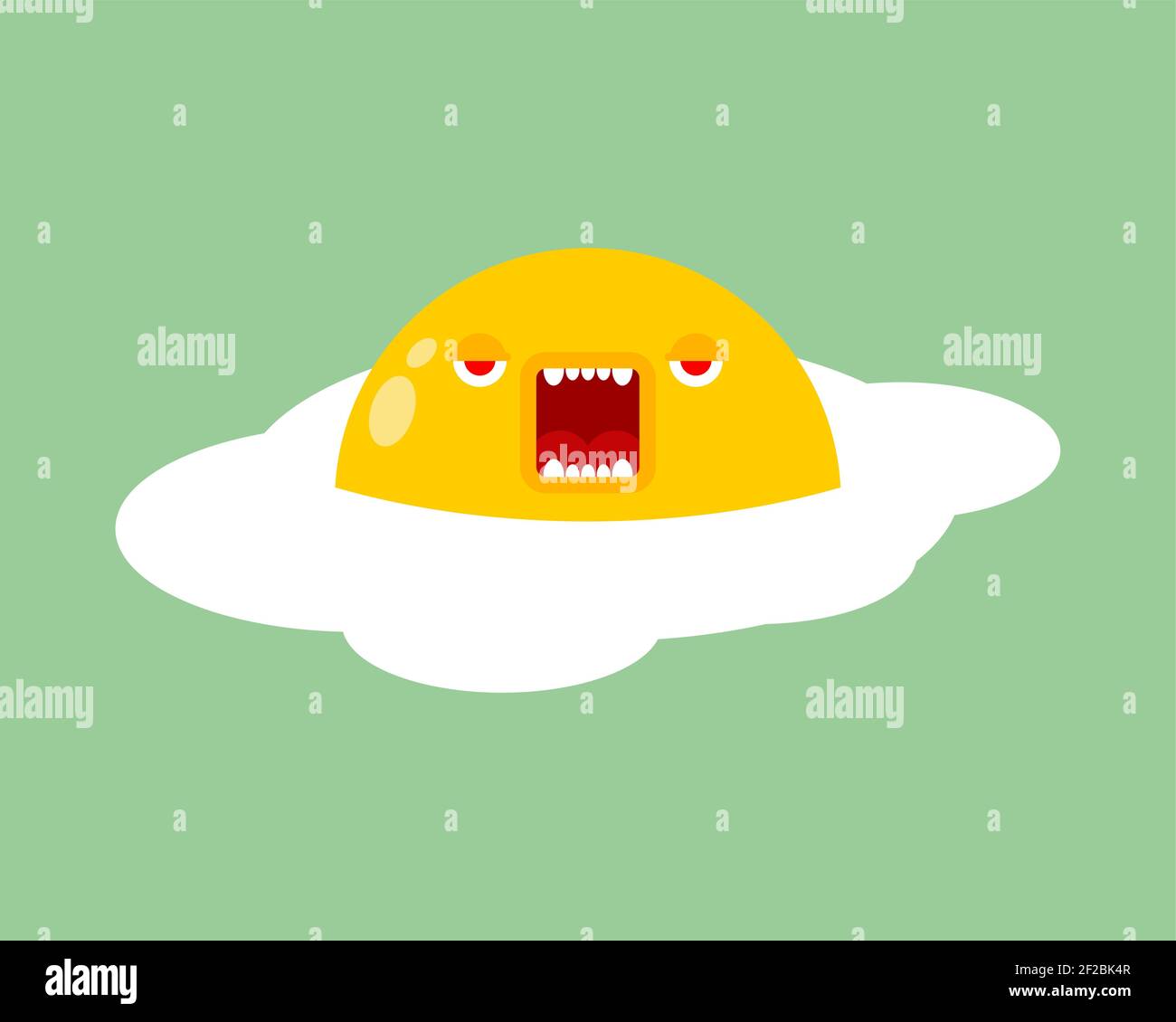 Angry scrambled eggs. Evil omelette. vector illustration Stock Vector