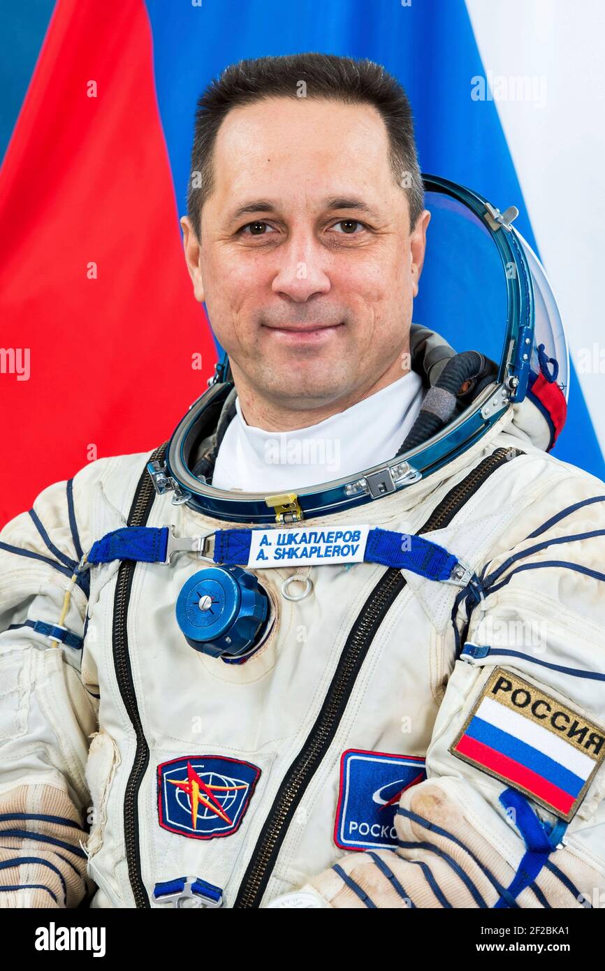 International Space Station Expedition 65 backup crew member Anton Shkaplerov of Roscosmos poses for a portrait at the Gagarin Cosmonaut Training Center March 2, 2021 in Star City, Russia. Stock Photo