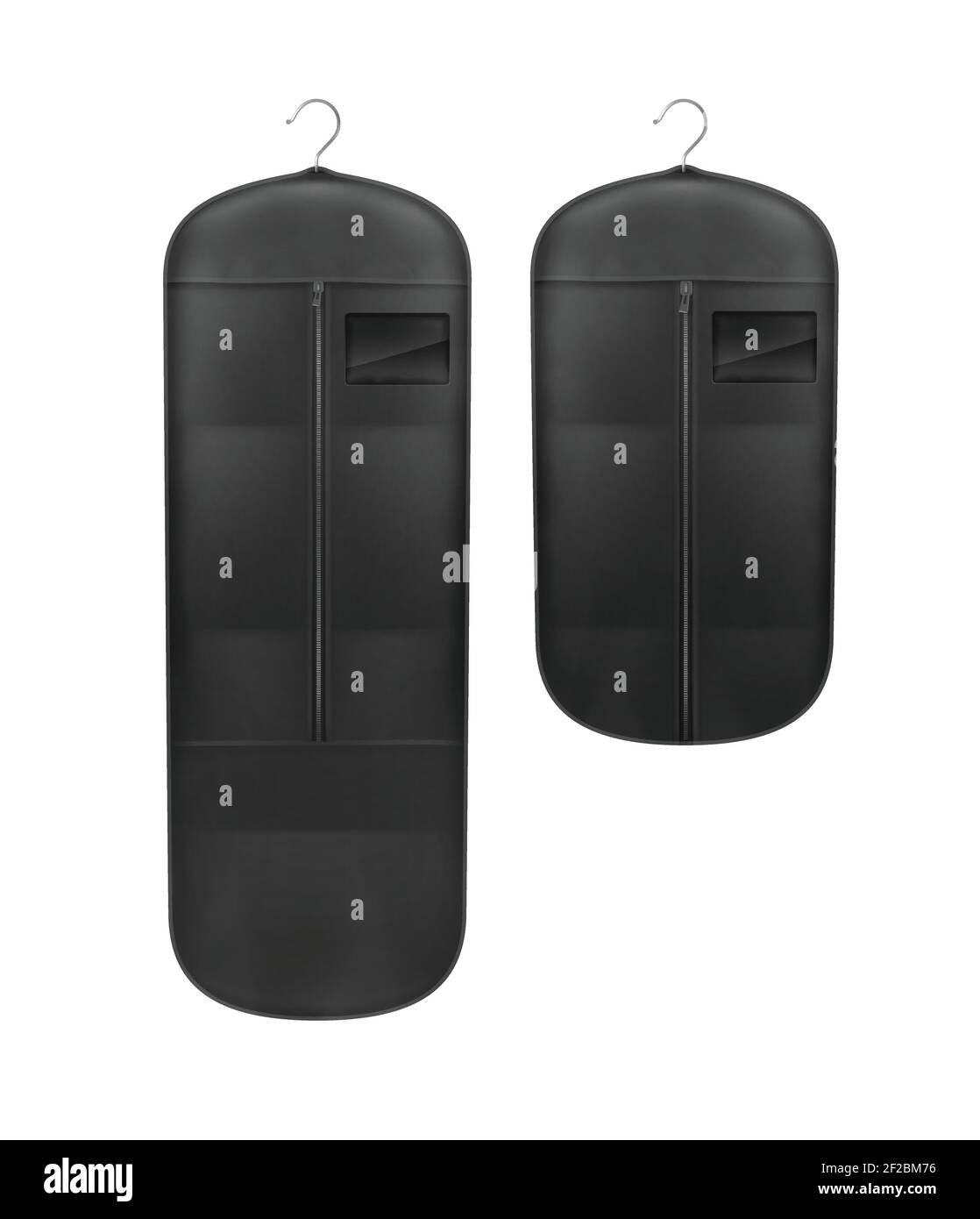 Vector set of black storage dust proof covers close up front view