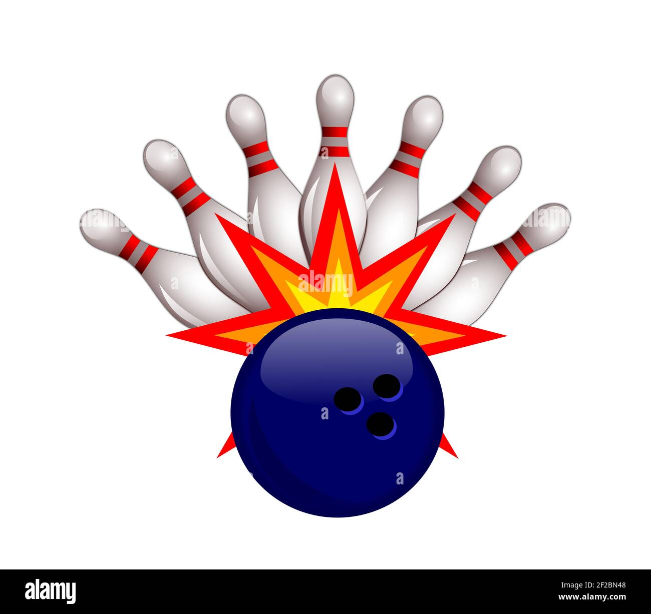 Bowling ball and pins logo Stock Photo Alamy