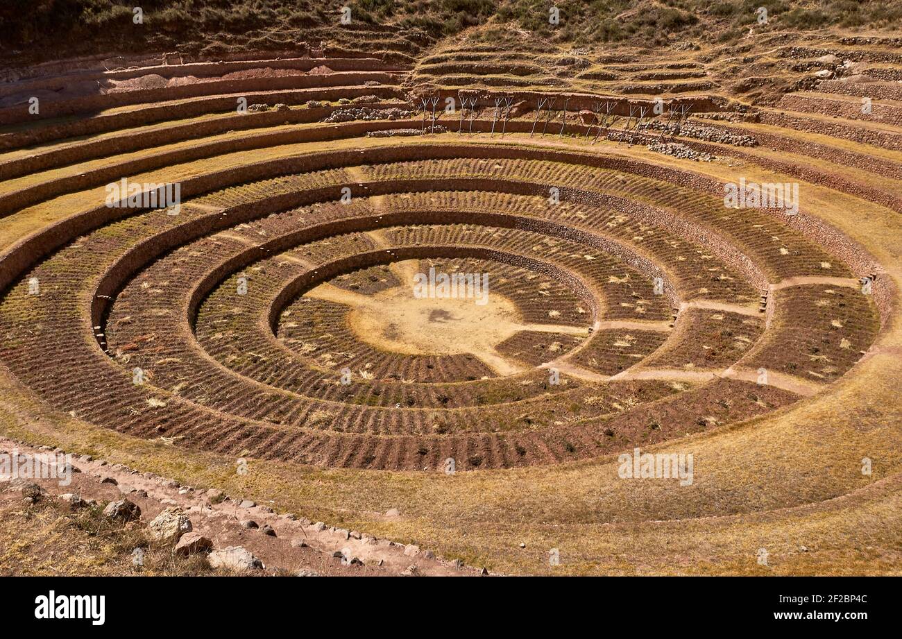 Agricultural Inca Terraces at Moray, probably a agricultural experiment ...