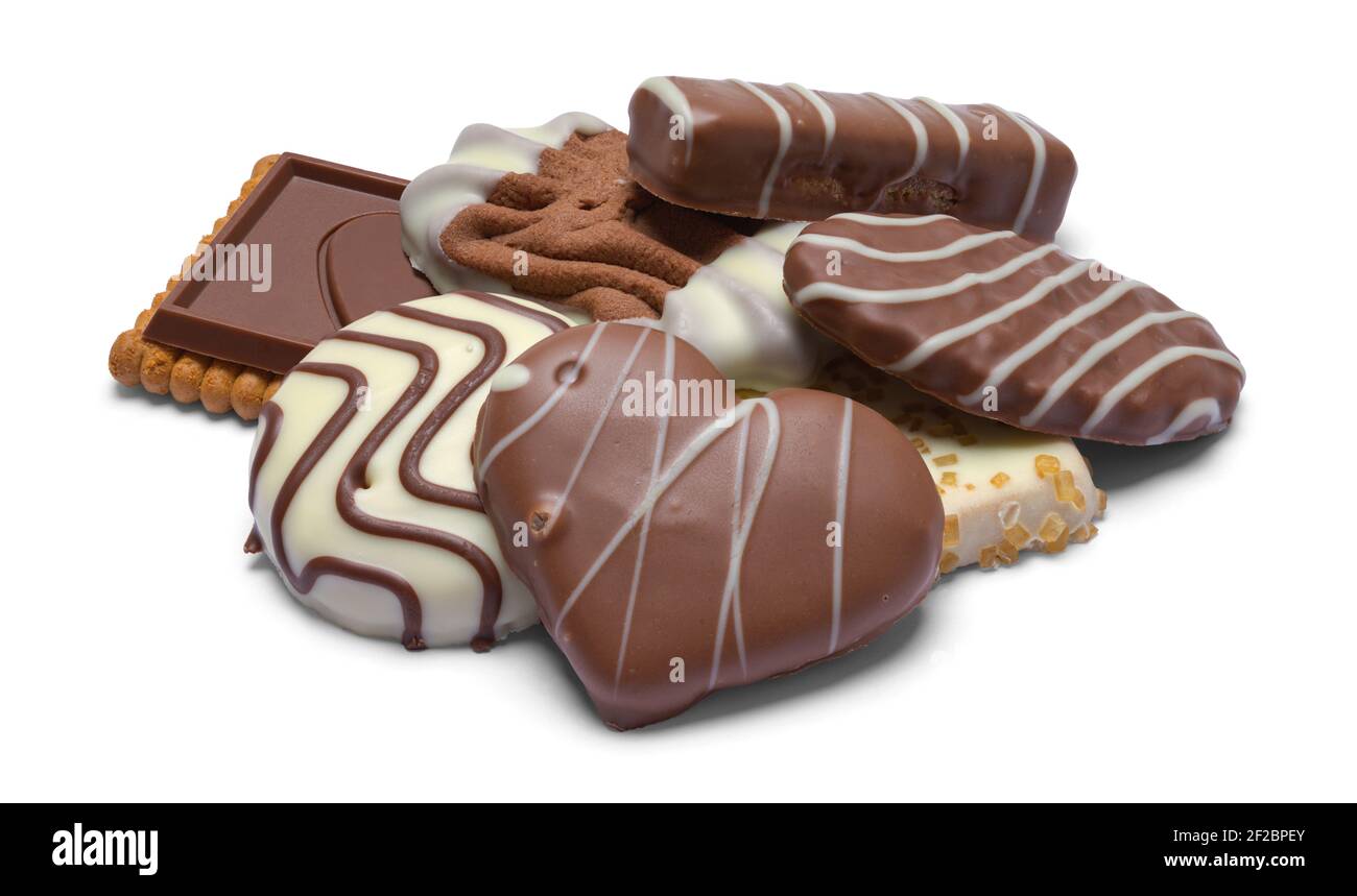 Pile of Chocolate Dipped Cookies Cut Out. Stock Photo