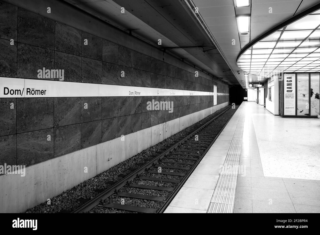 Subway station Römer Frankfurt am Main, deserted because of virus Stock Photo