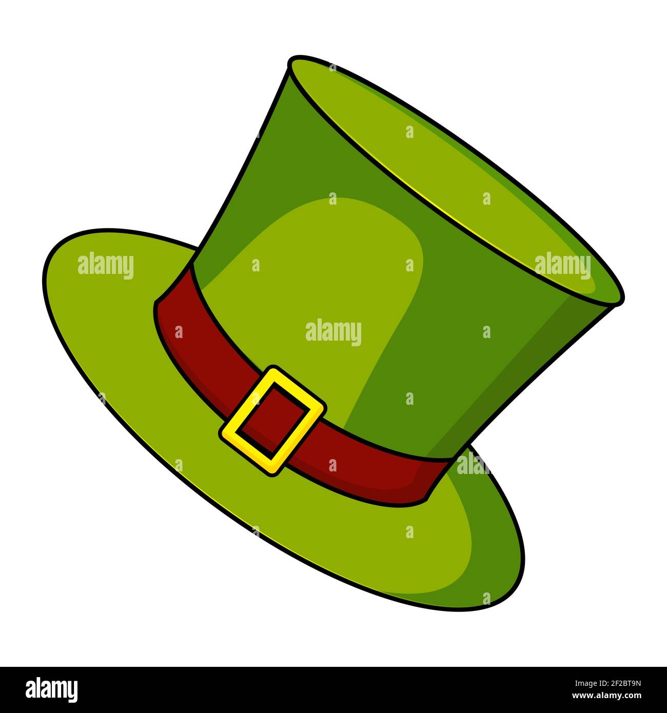 Hat icon for st patrick day. Green cylinder - sybol of irish holiday. Vector cartoon illustration isolated on white background. Stock Vector