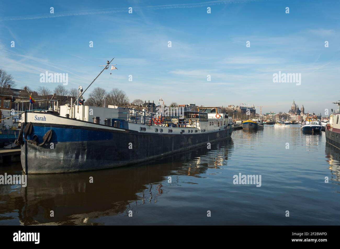 Hotelschip Sarah, Oosterdok, Amsterdam, Netherlands. Stock Photo