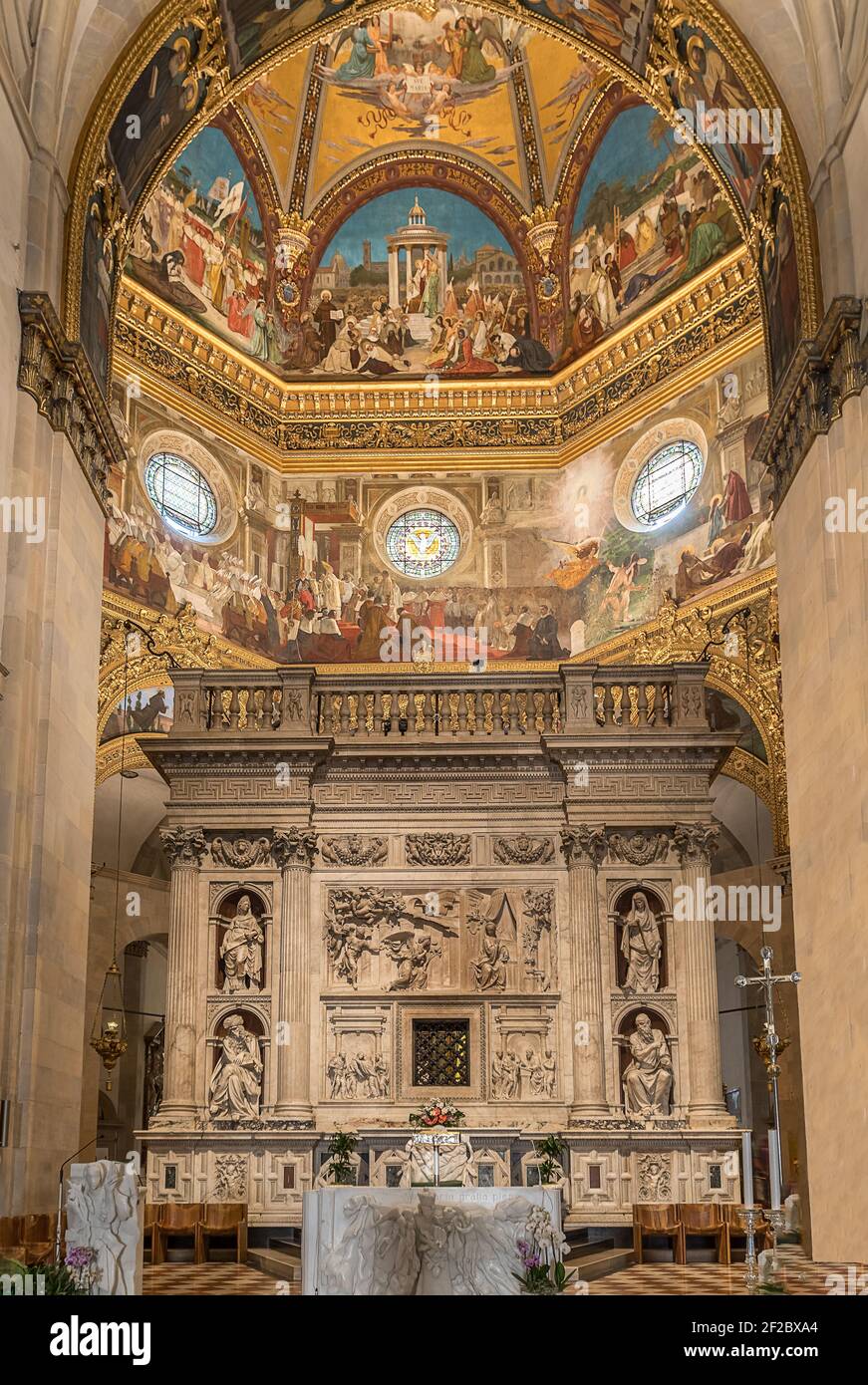 LORETO, ITALY – AUG 13, 2020: The Basilica della Santa Casa (English: Basilica of the Holy House) is a Marian shrine in Loreto, Italy Stock Photo