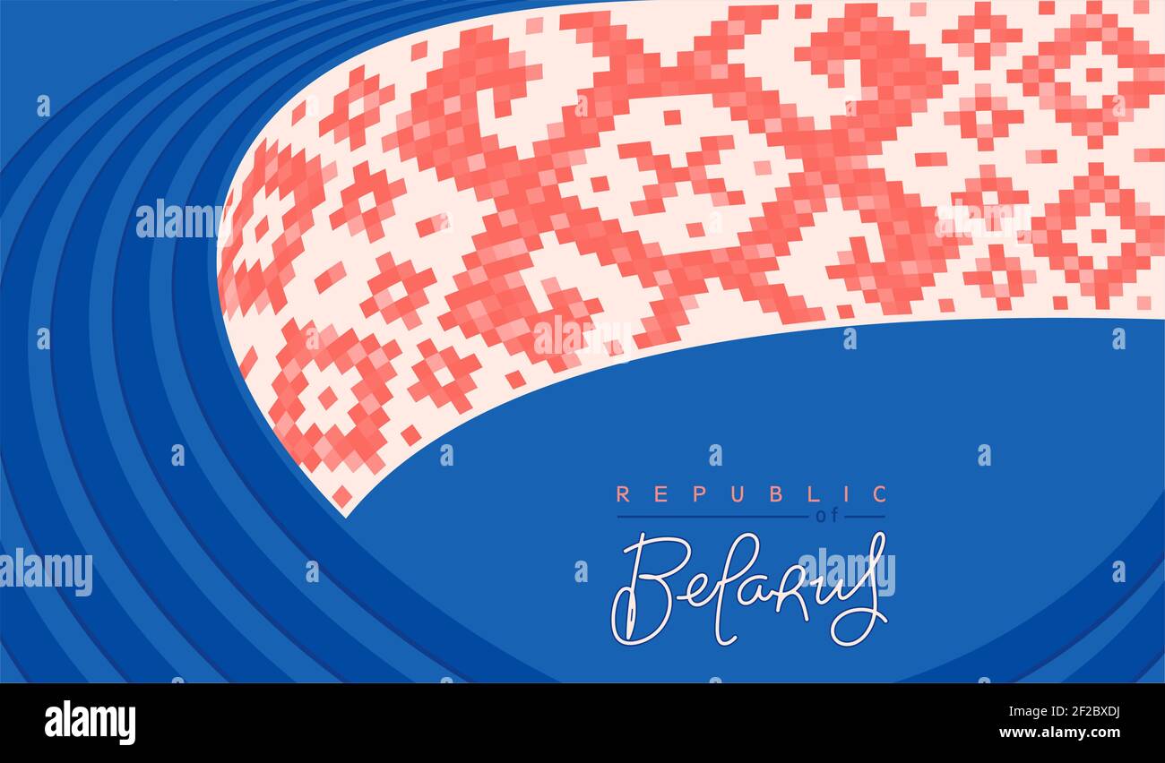Belarus patriotic design with national ornament element. Stylized trendy background. Vector template Stock Vector