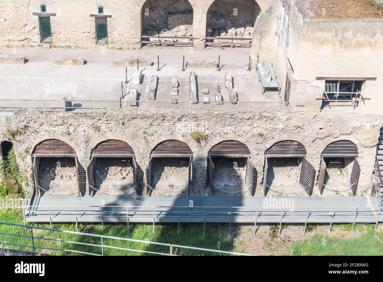 Ancient beach of Ercolano - Herculaneum, ancient Roman town destroyed by the eruption of the Mount Vesuvius or Vesuvio volcano Stock Photo