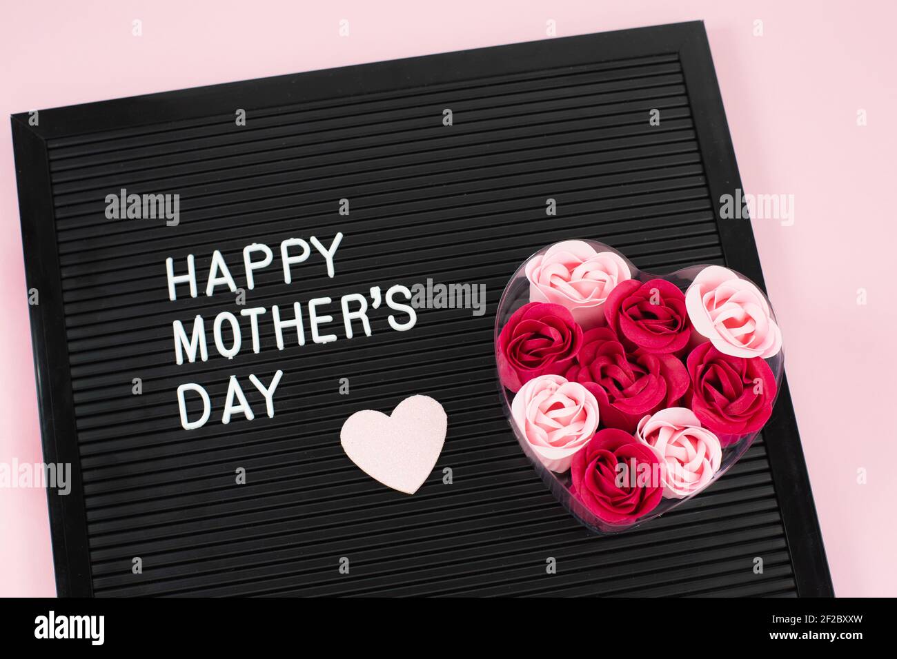 African American Mothers Day Quotes Black Letterboard With White Plastic Letters With Quote Happy Mothers Day  And Flower Soap, Heart On Pink Background Stock Photo - Alamy