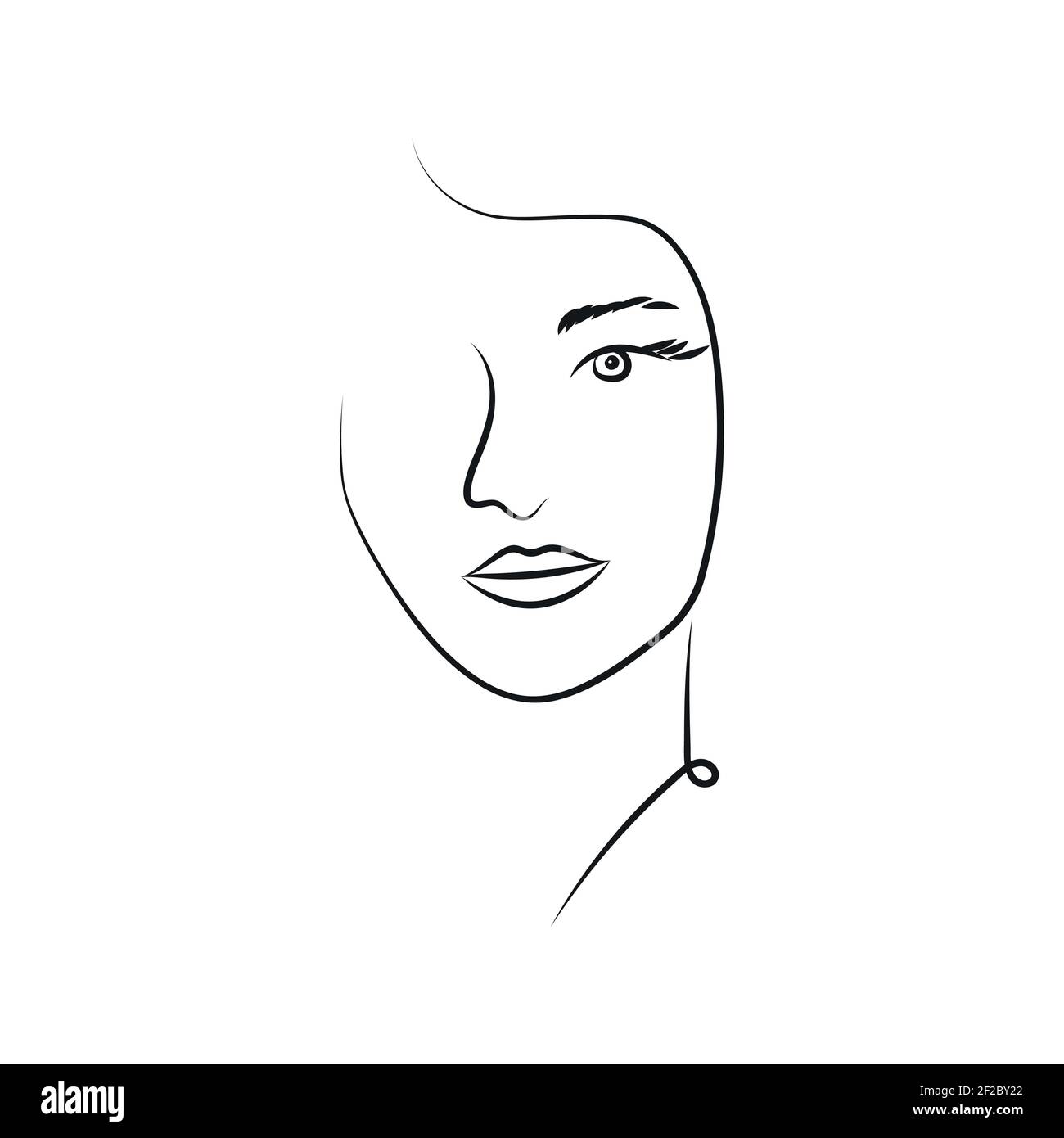 Modern Abstract Face Portrait. Linear Ink Brush. Line Art. Fashion Style Black And White Abstraction Poster. Stock Vector