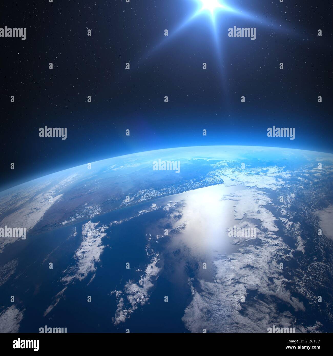 Planet Earth with a spectacular sunrise.Planet Earth and Sun rising ...