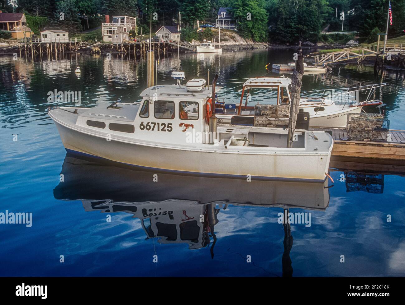 Fishing boats in New Harbor, Maine Stock Photo