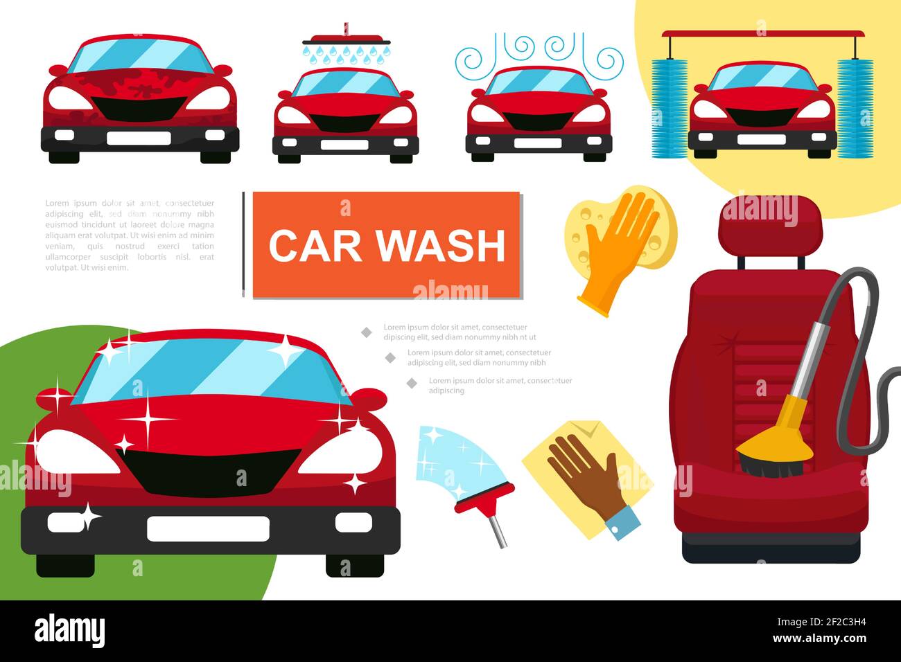 Flat car washing service composition with different automobile wash