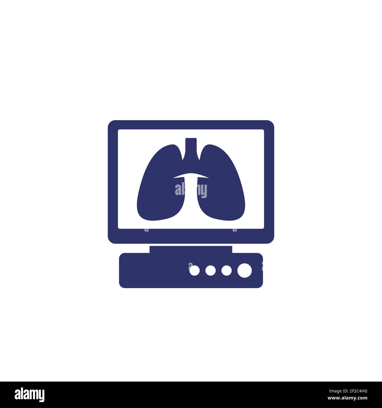Lungs on screen vector icon on white Stock Vector