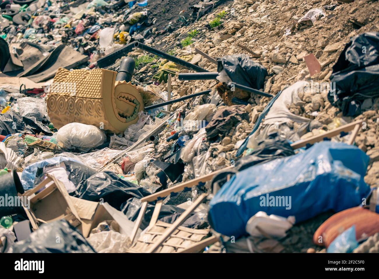 Harbage Landfill for a household waste, garbage concept, pollution of the ...