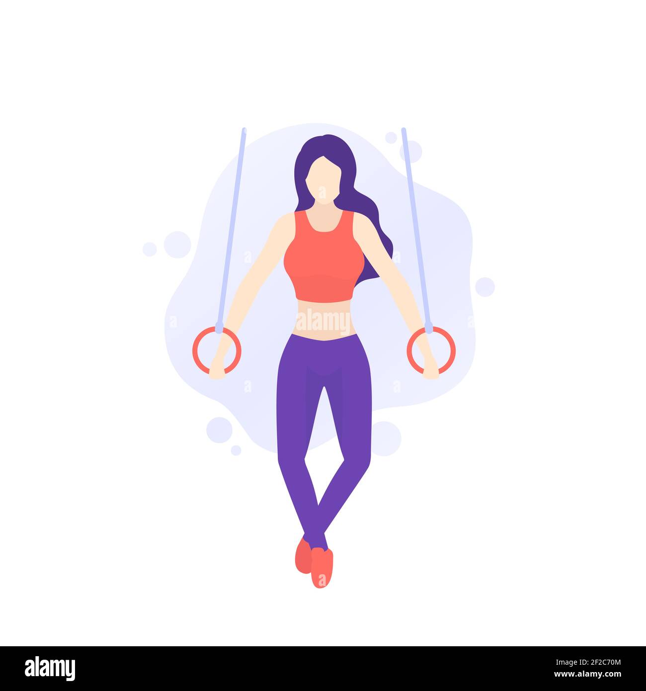 girl training with gymnastic rings, workout in gym Stock Vector Image