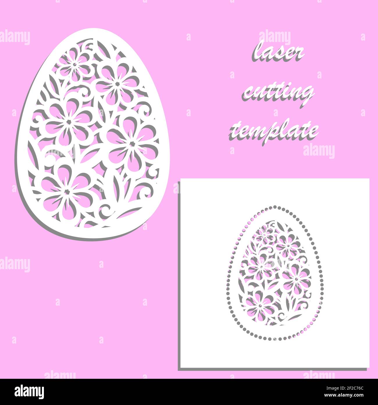 Laser cutting template. Easter egg with a floral tracery pattern. Vector Stock Vector