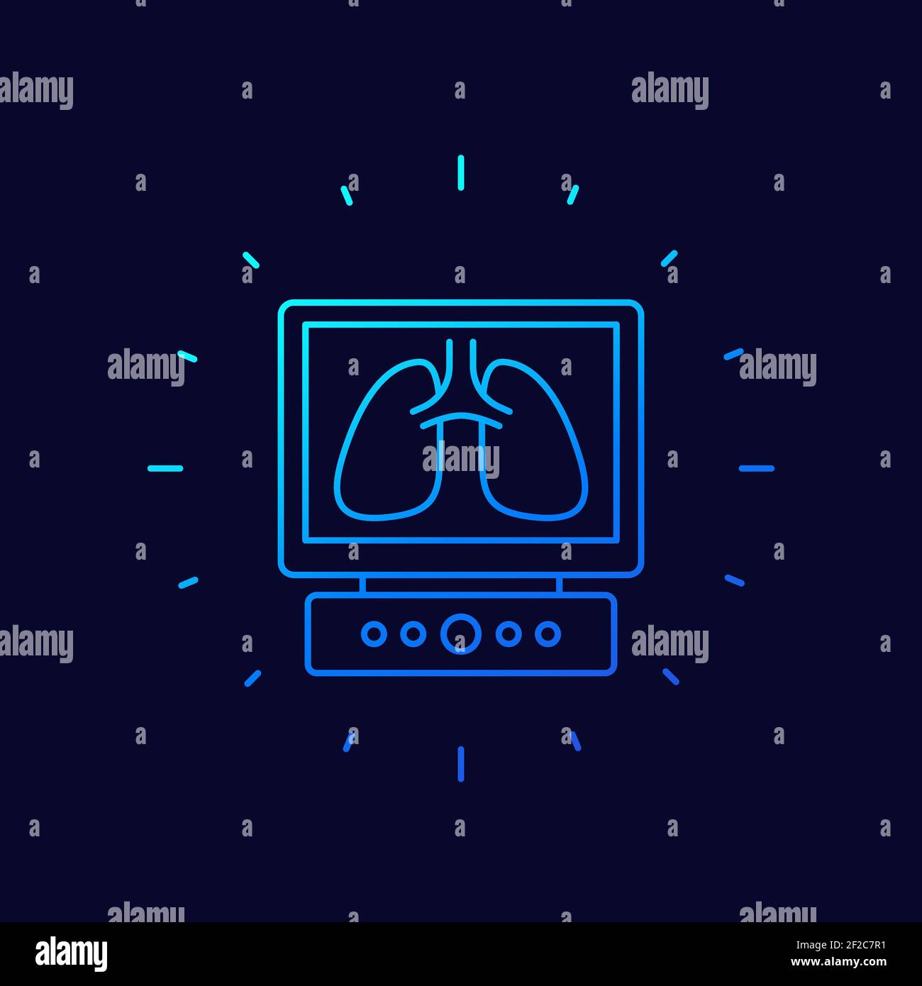 Lungs on screen, artificial lungs ventilation icon Stock Vector