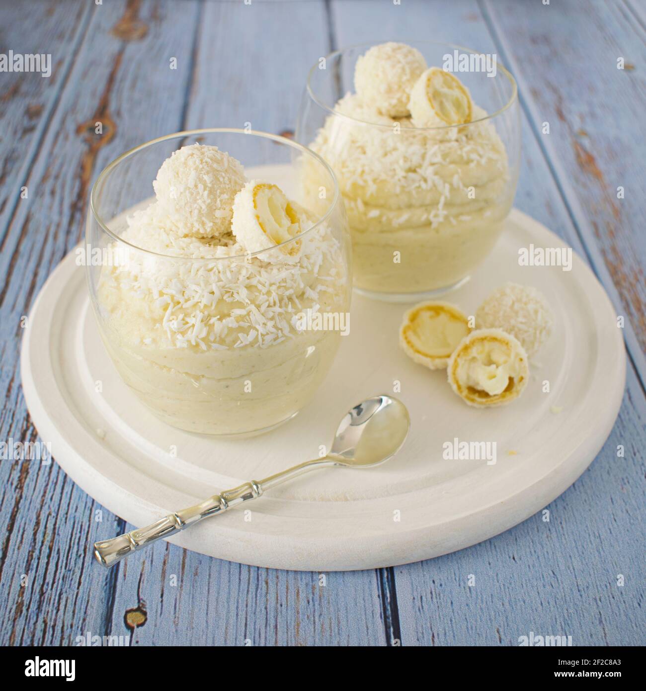 Millet cooked in coconut milk with the addition of maple syrup and