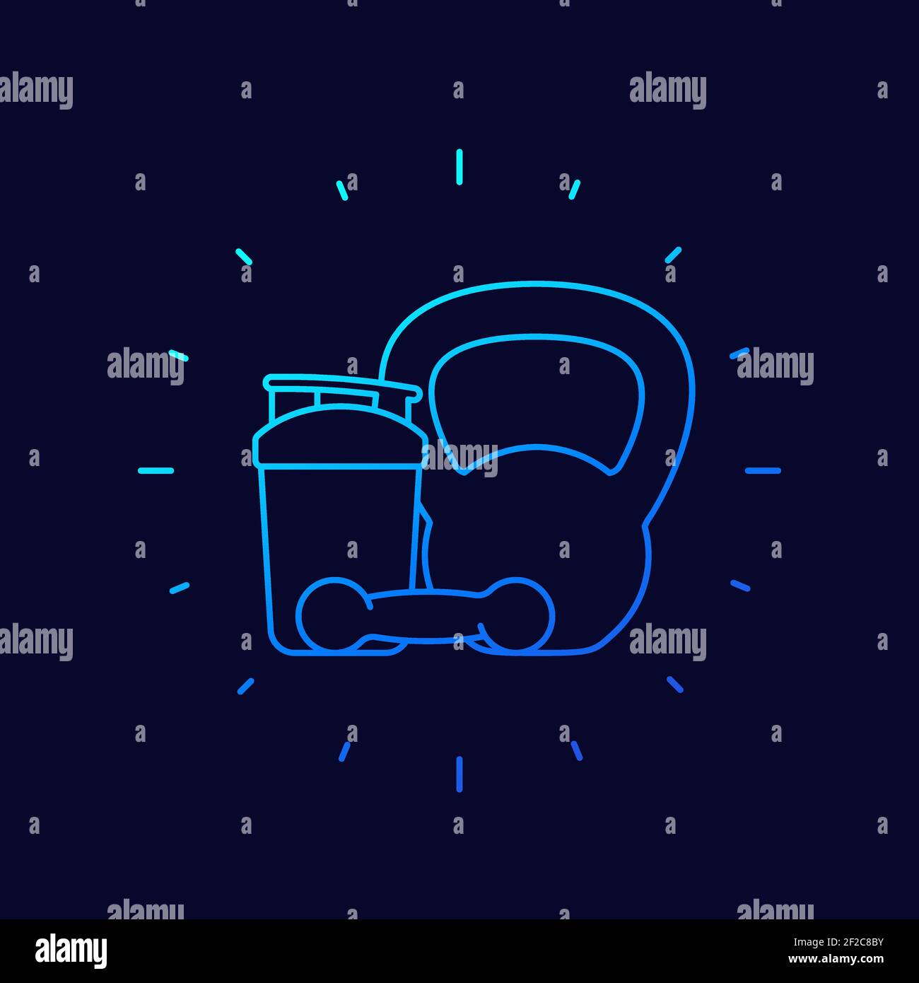 shaker, barbell and kettlebell linear icon design Stock Vector Image ...