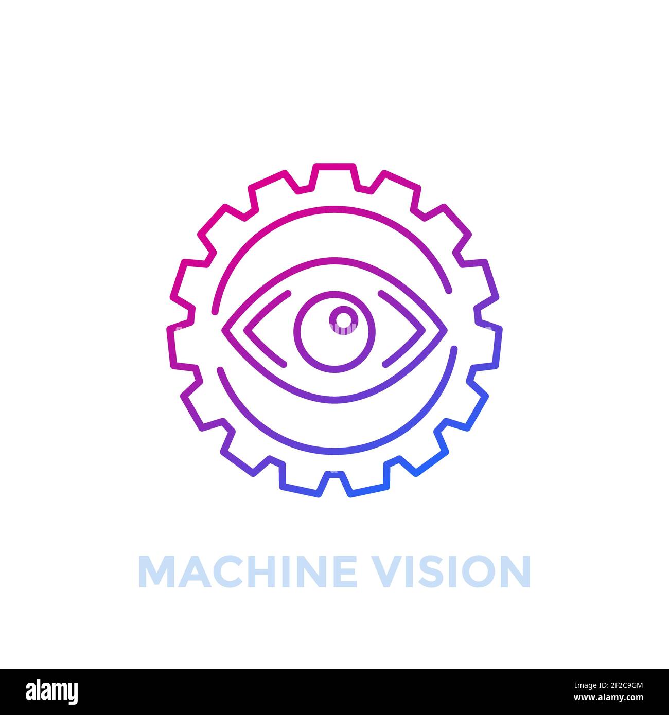 Machine vision icon, computer visual recognition Stock Vector