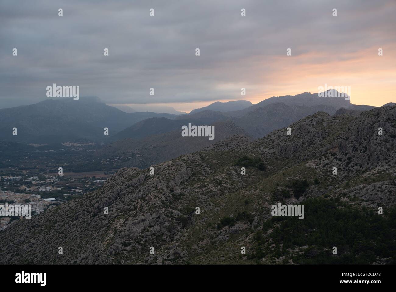 An aerial view of mountains on a foggy day Stock Photo - Alamy