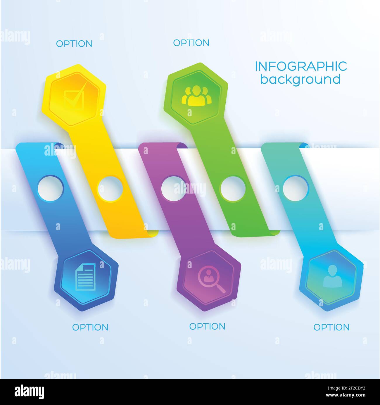 Web abstract business infographics with icons five colorful ribbons and ...