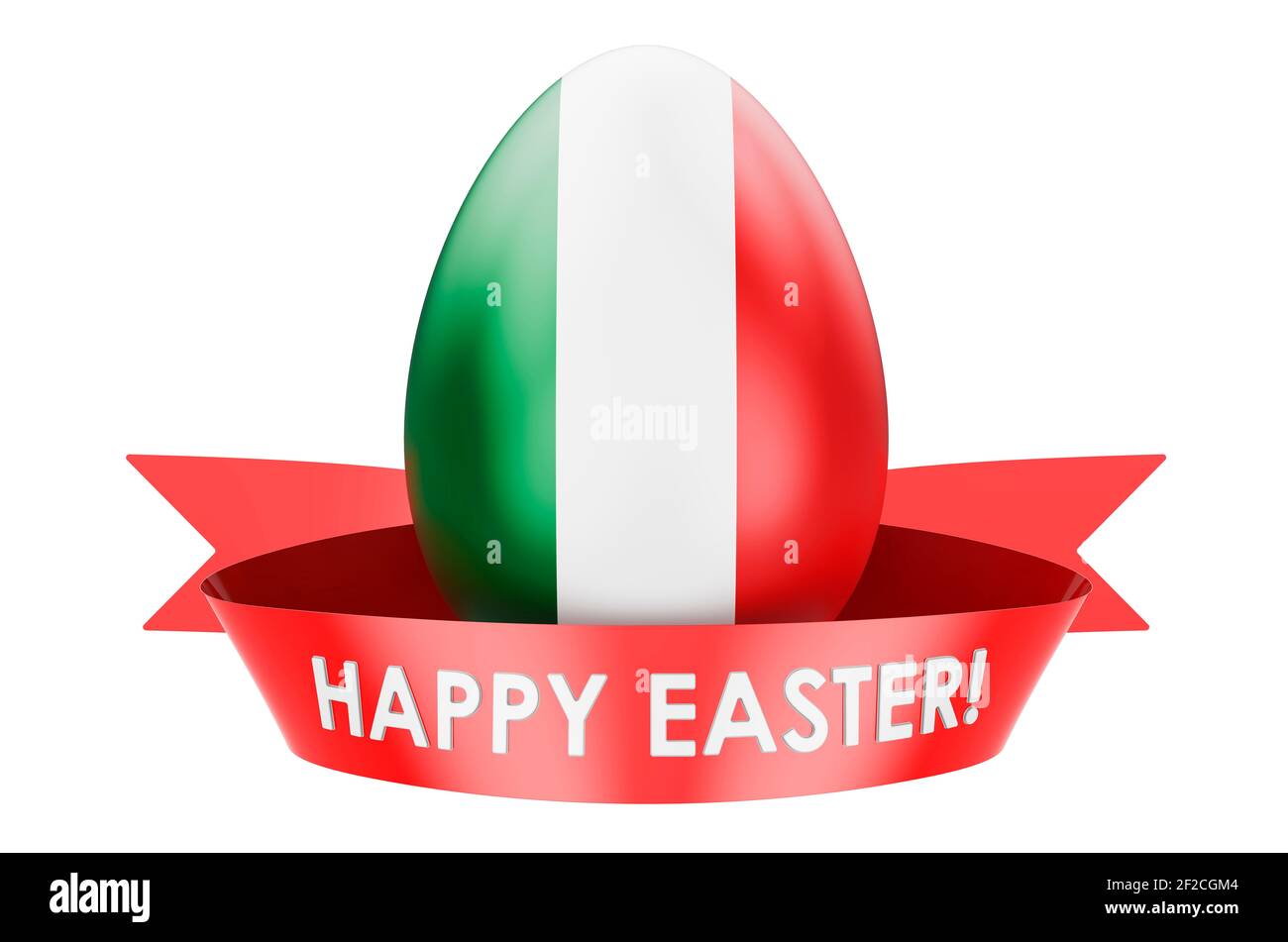Easter egg with Italian flag. Happy Easter in Italy concept, 3D rendering isolated on white