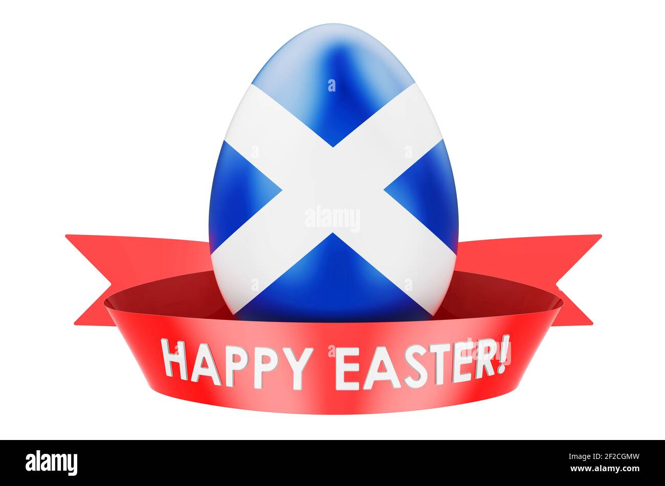 Easter egg with Scottish flag. Happy Easter in Scotland concept, 3D rendering isolated on white