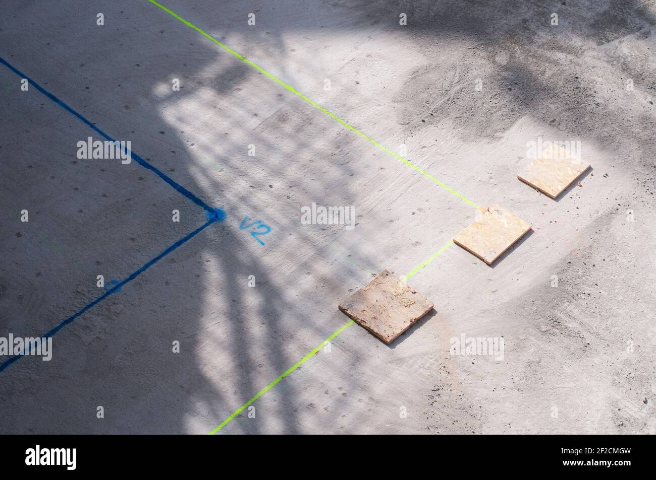 markings on a cement floor at a construction site Stock Photo Alamy