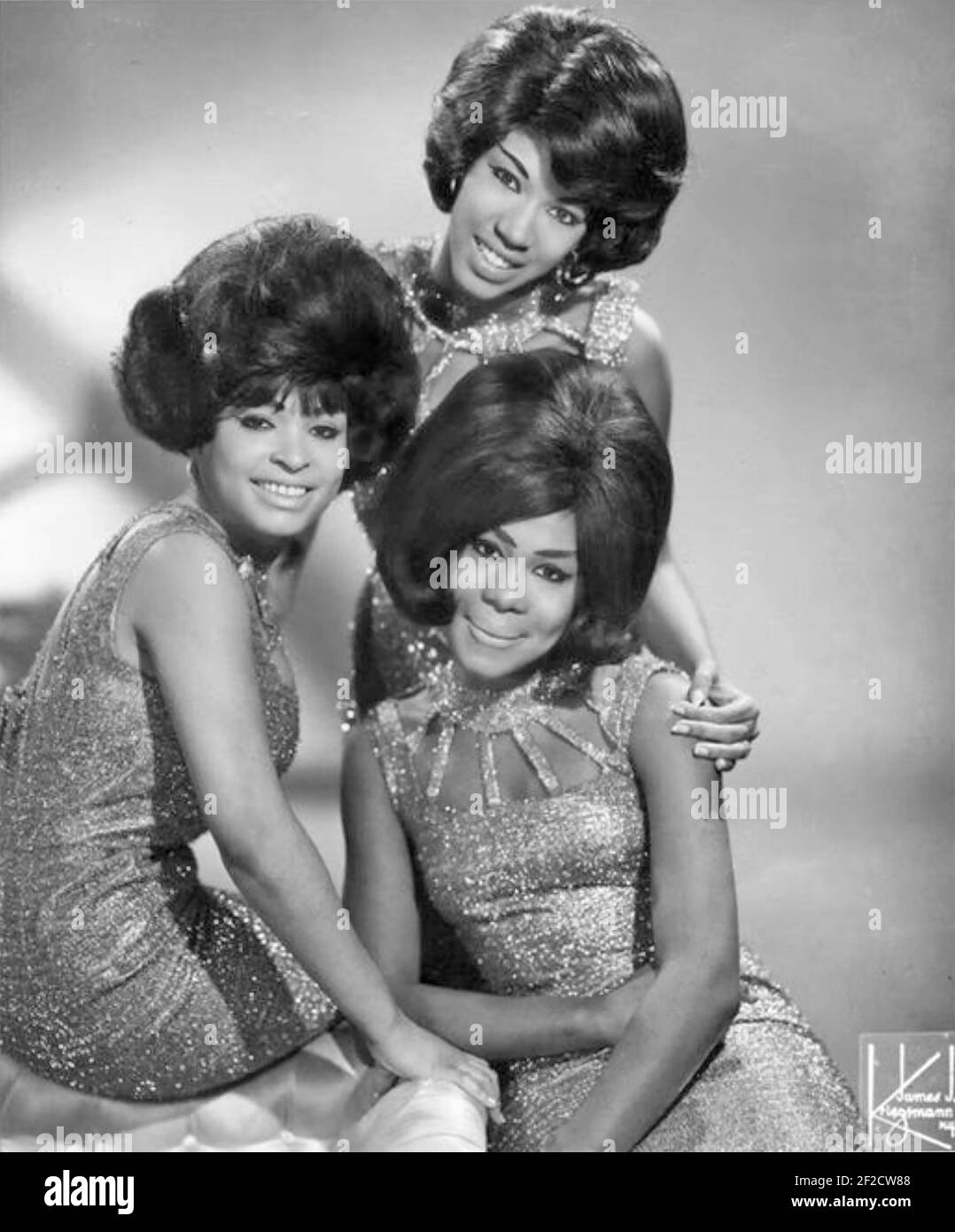 THE MARVELETTES Promotional photo of American vocal group about 1964. From left: Wanda Young, Katherine Anderson (top), Georgenna Tillman, Stock Photo