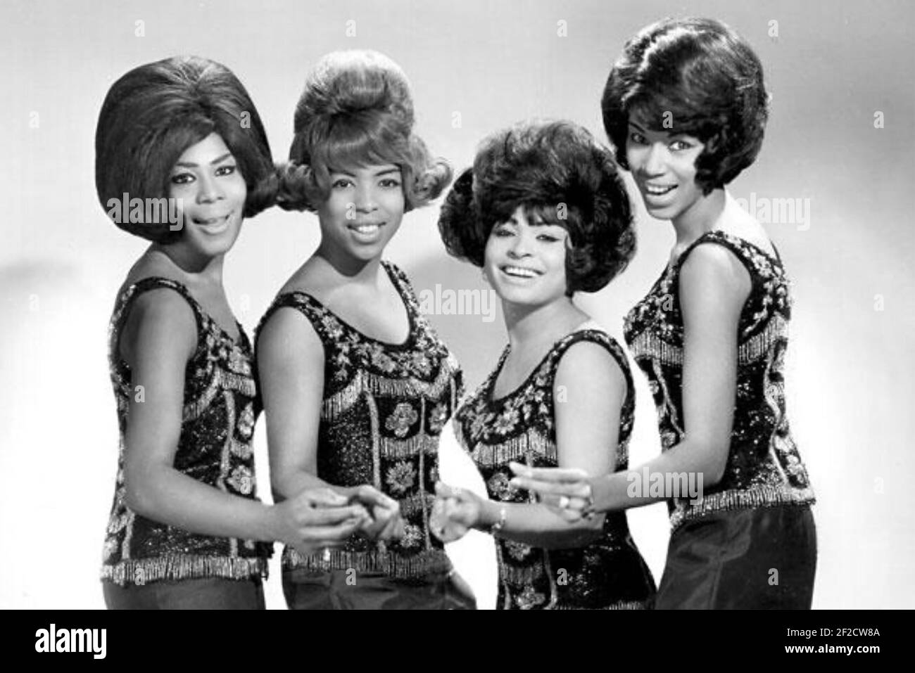 THE MARVELETTES Promotional photo of American vocal group about 1963. From left: Gladys Horton, , Georgeanna Tillman, Wanda Young, Katherine Anderson. Stock Photo