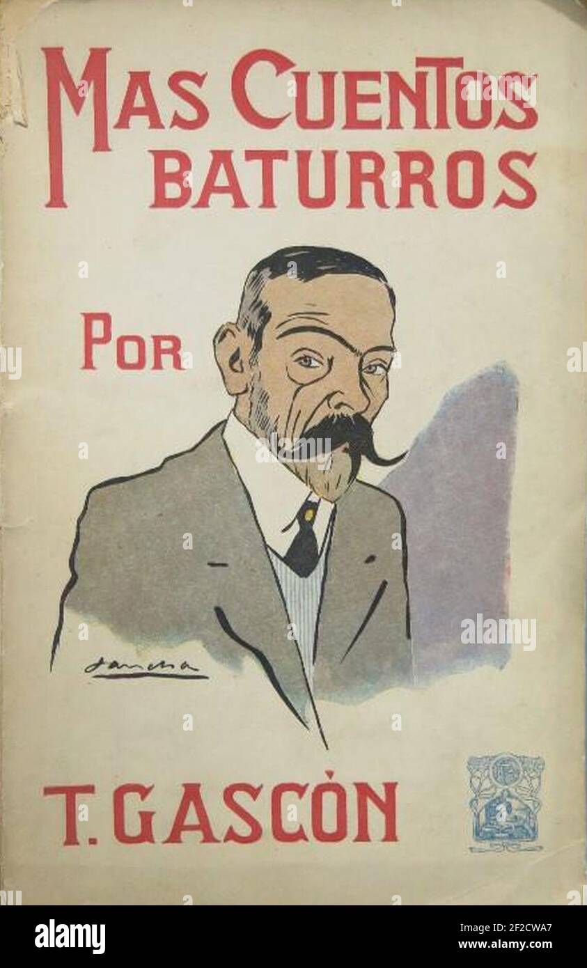 Portada de Más cuentos baturros, de Teodoro Gascón, ilustración de Sancha, impreso por Francisco Beltrán (c 1909). Stock Photo