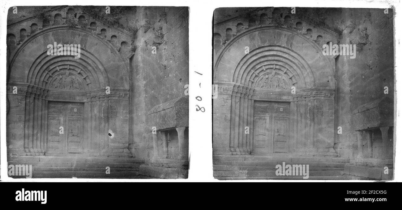 Portal del monestir de Vallbona de les Monges. Stock Photo
