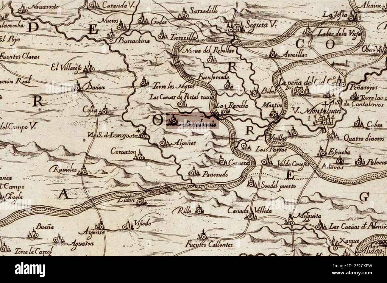 Portalrubio en el mapa de Labaña (1619). Stock Photo