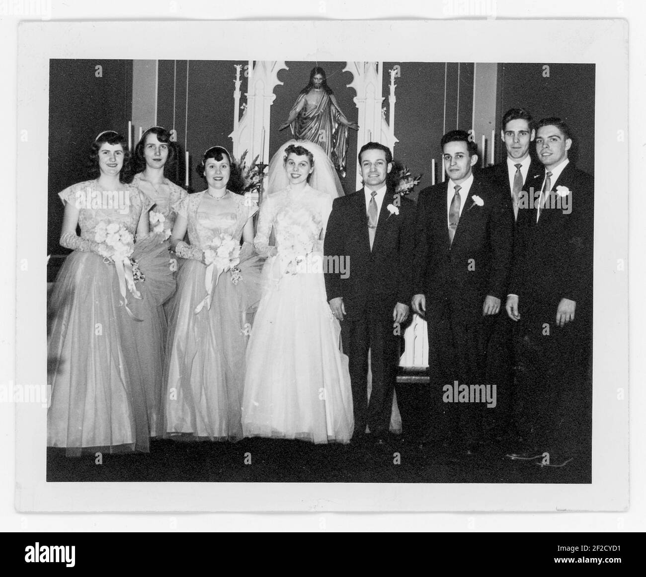 1940s Formal Wedding Party Photograph, USA Stock Photo