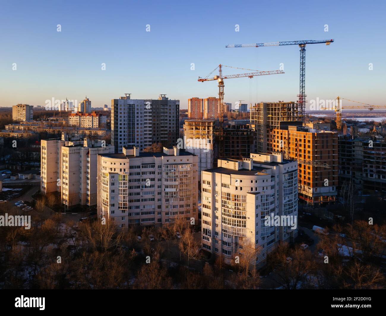Modern residential building construction site, aerial view Stock Photo ...