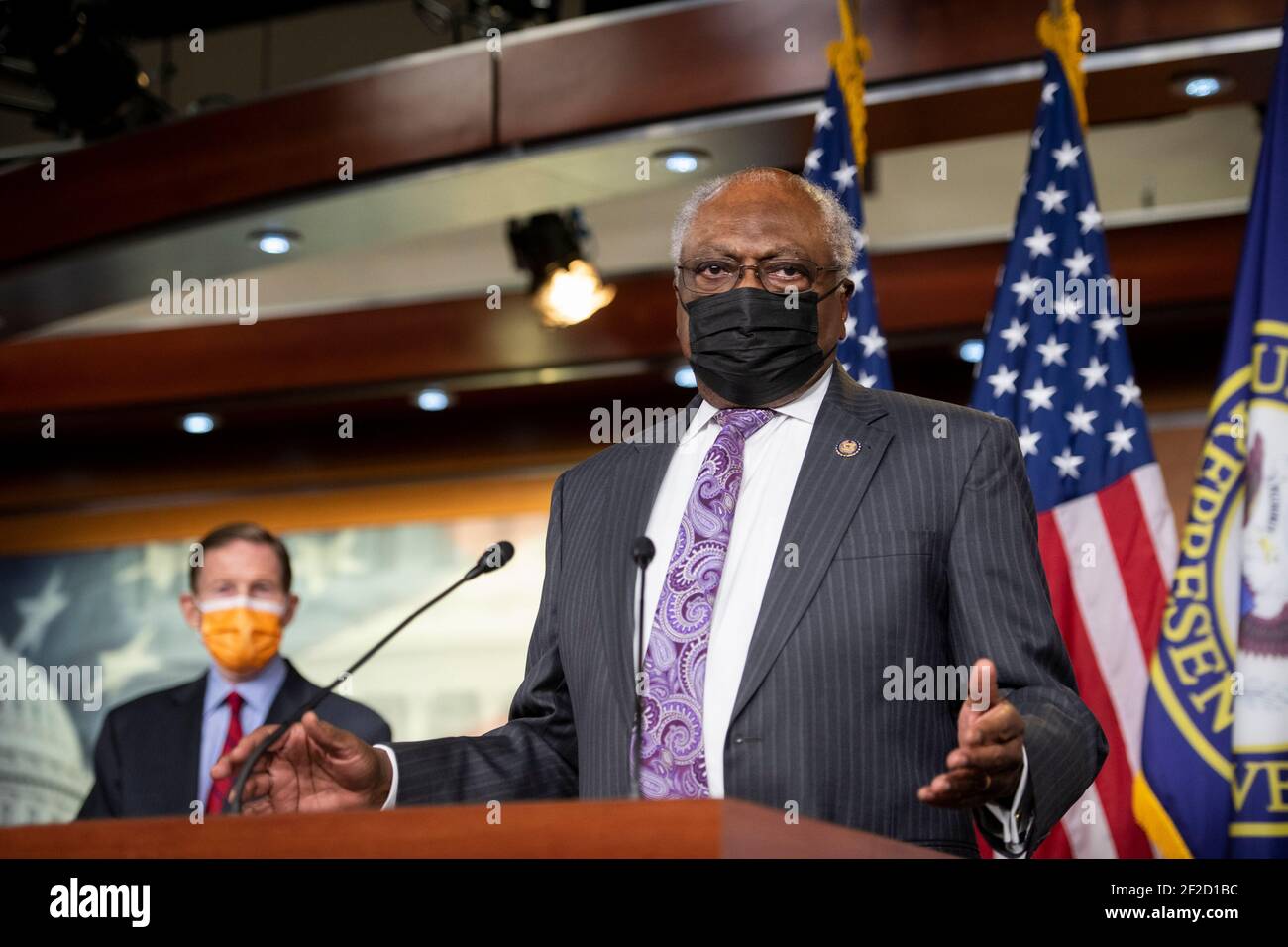 United States House Majority Whip James Clyburn (Democrat of South Carolina) offers remarks during a press conference on passage of gun violence prevention legislation at the U.S. Capitol in Washington, DC, Thursday, March 11, 2021. Credit: Rod Lamkey/CNP /MediaPunch Stock Photo