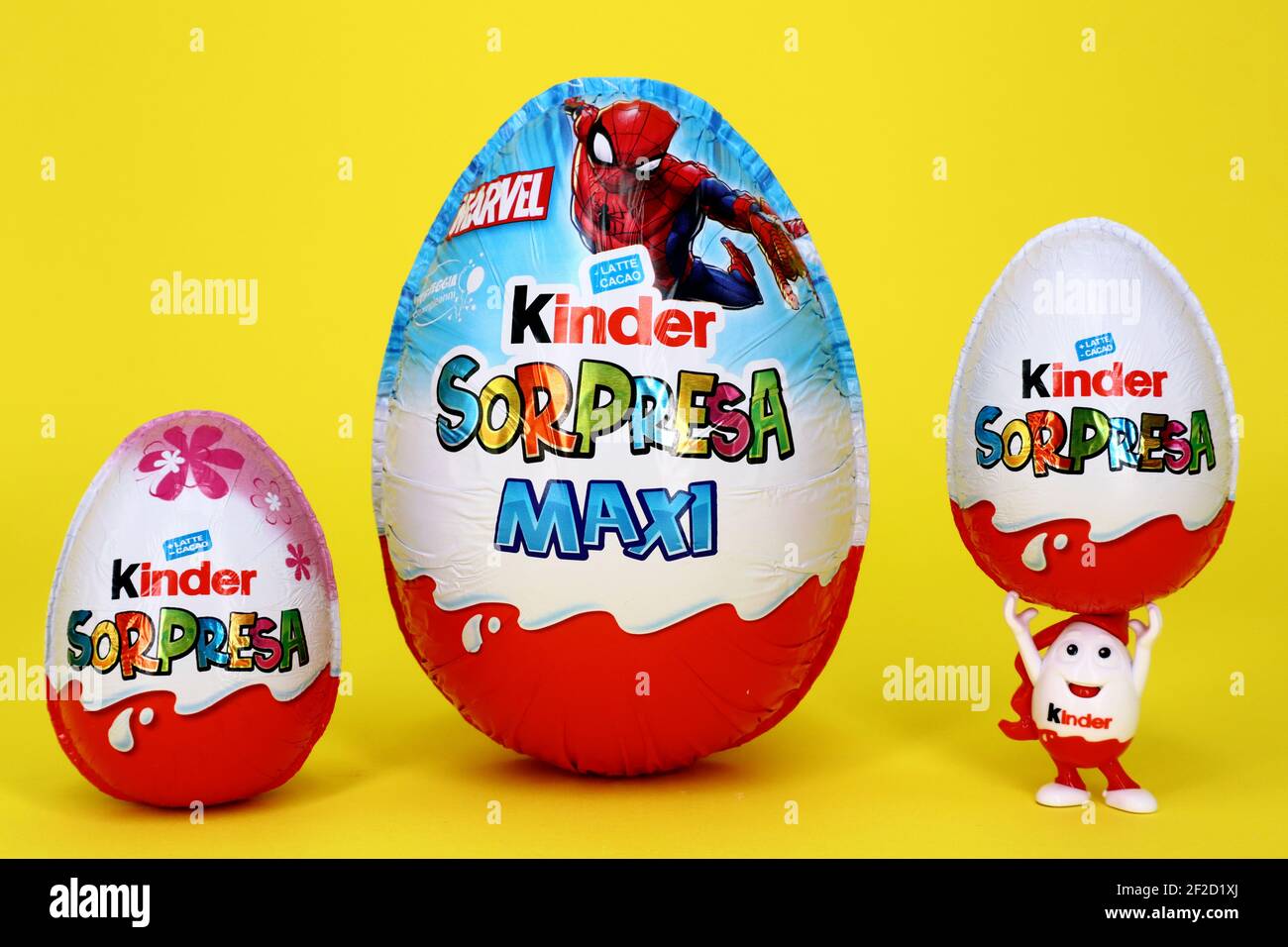 Kinder Surprise Chocolate Eggs. Kinder Surprise is a brand of products made  in Italy by Ferrero Stock Photo - Alamy