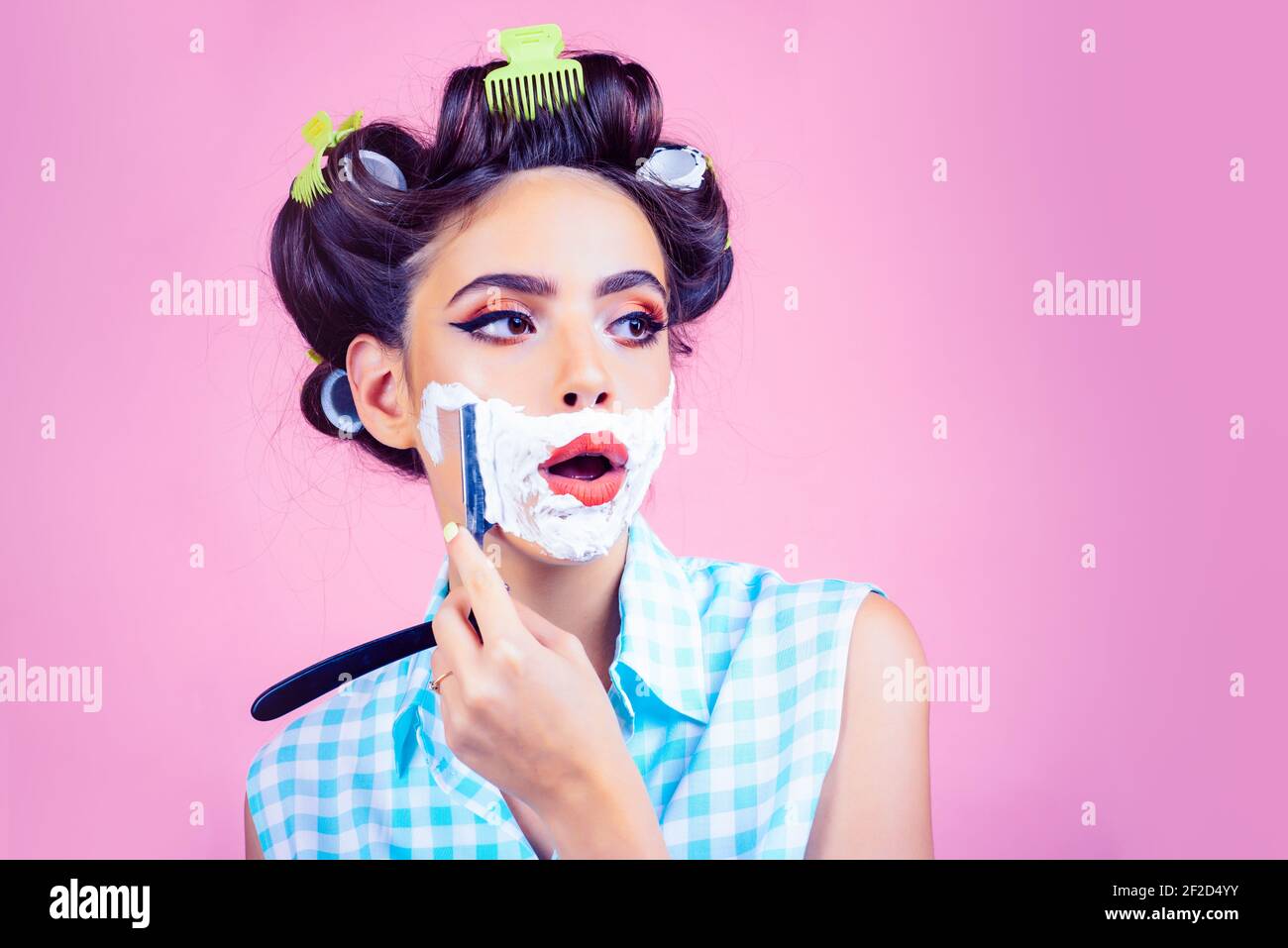 Shaving foam girl hires stock photography and images Alamy