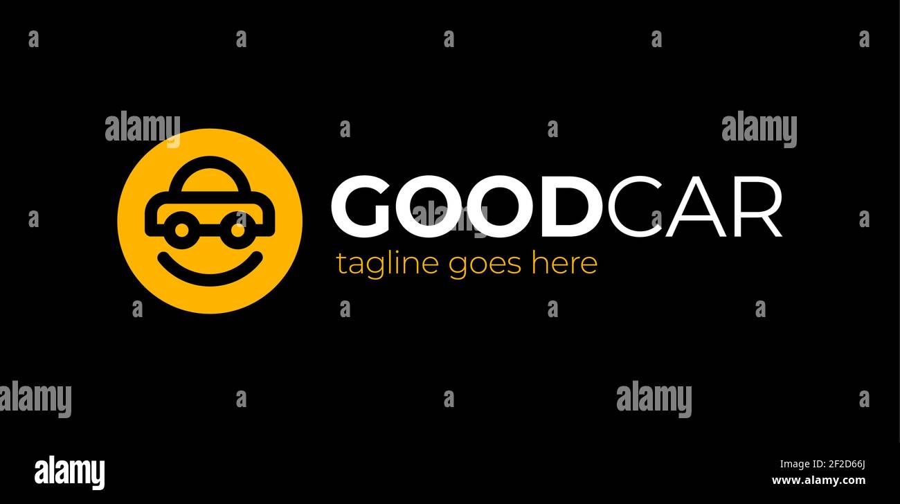 Happy Car Logo Design. Smile car vector logo design template. Car face