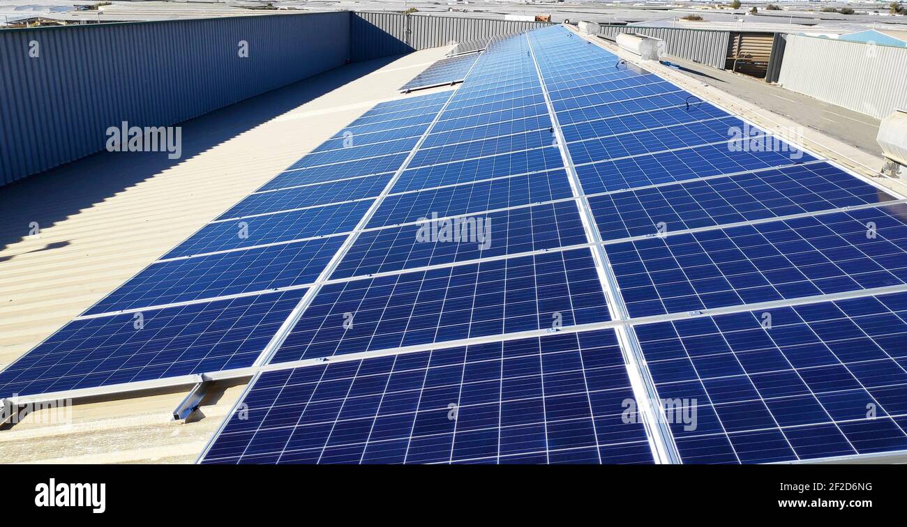 metal solar panel roof in an industrial warehouse Stock Photo Alamy
