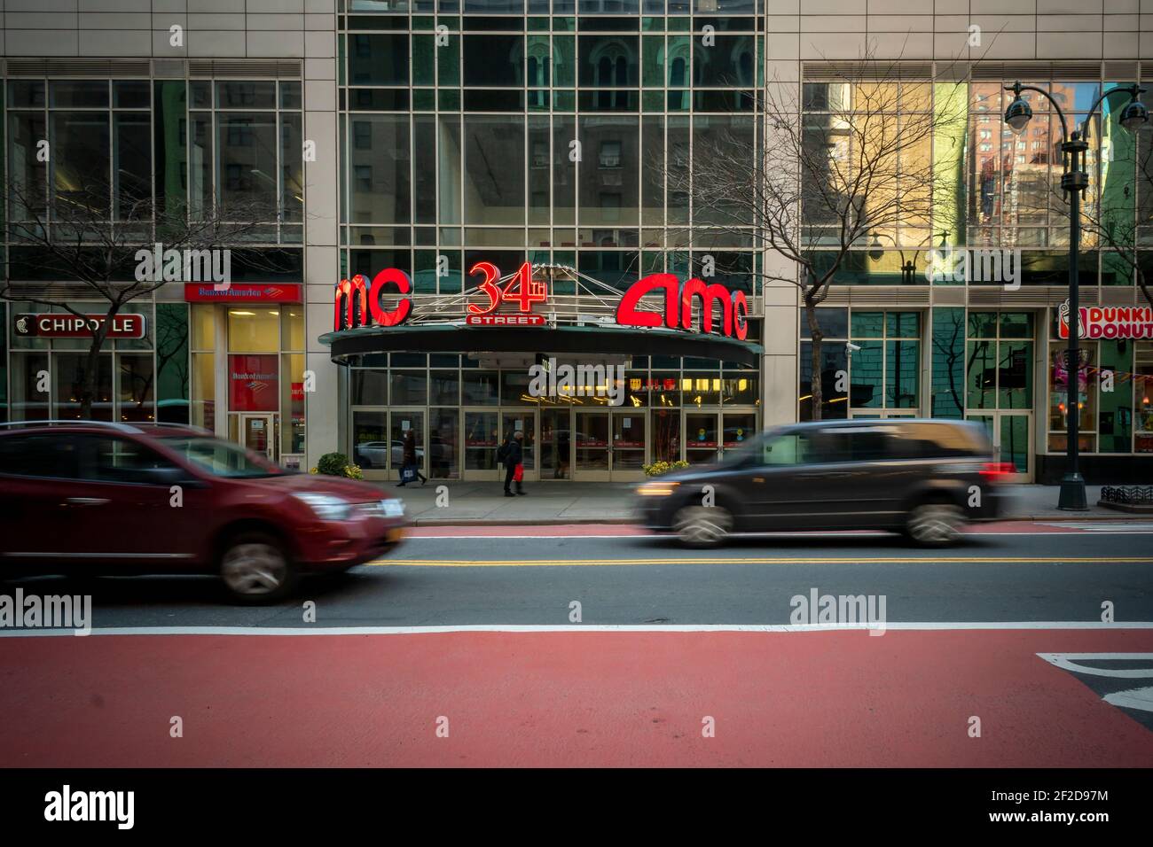 The closed AMC 34th Street Cinema in New York is seen on Wednesday