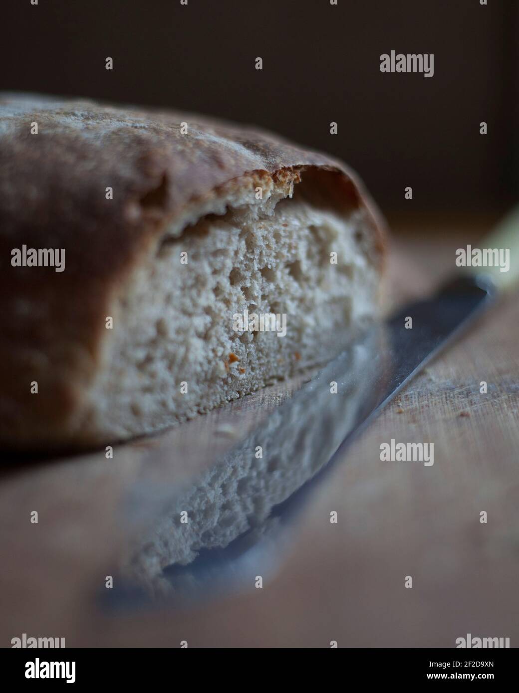 First attempt at home made sourdough loaf Stock Photo
