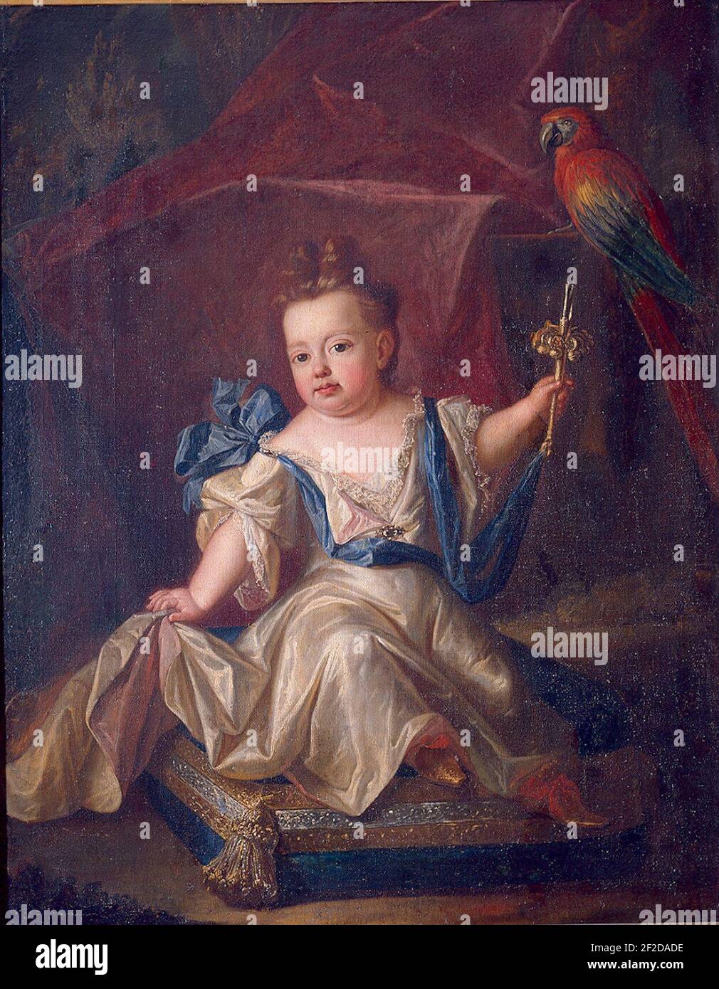 Portrait of an infant presumed to be Elisabeth Farnese by an unknown artist. Stock Photo