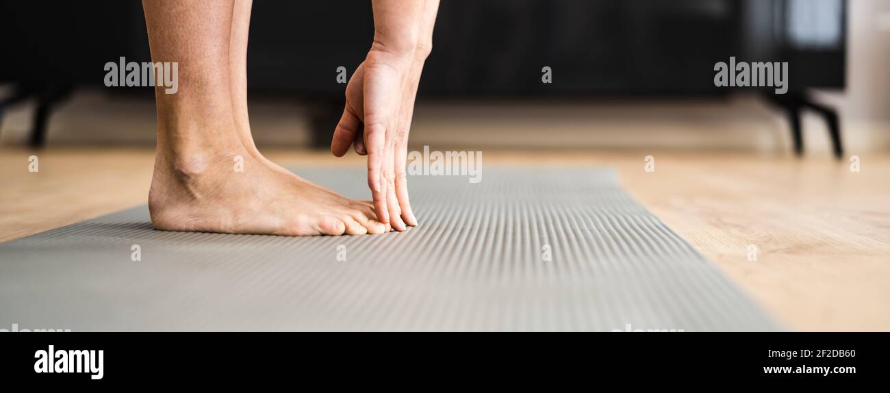 Woman Doing Fitness Stretching Test. Tight Hamstrings Stock Photo