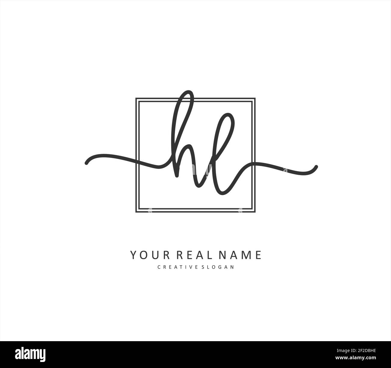 HL Initial letter handwriting and signature logo. A concept handwriting ...