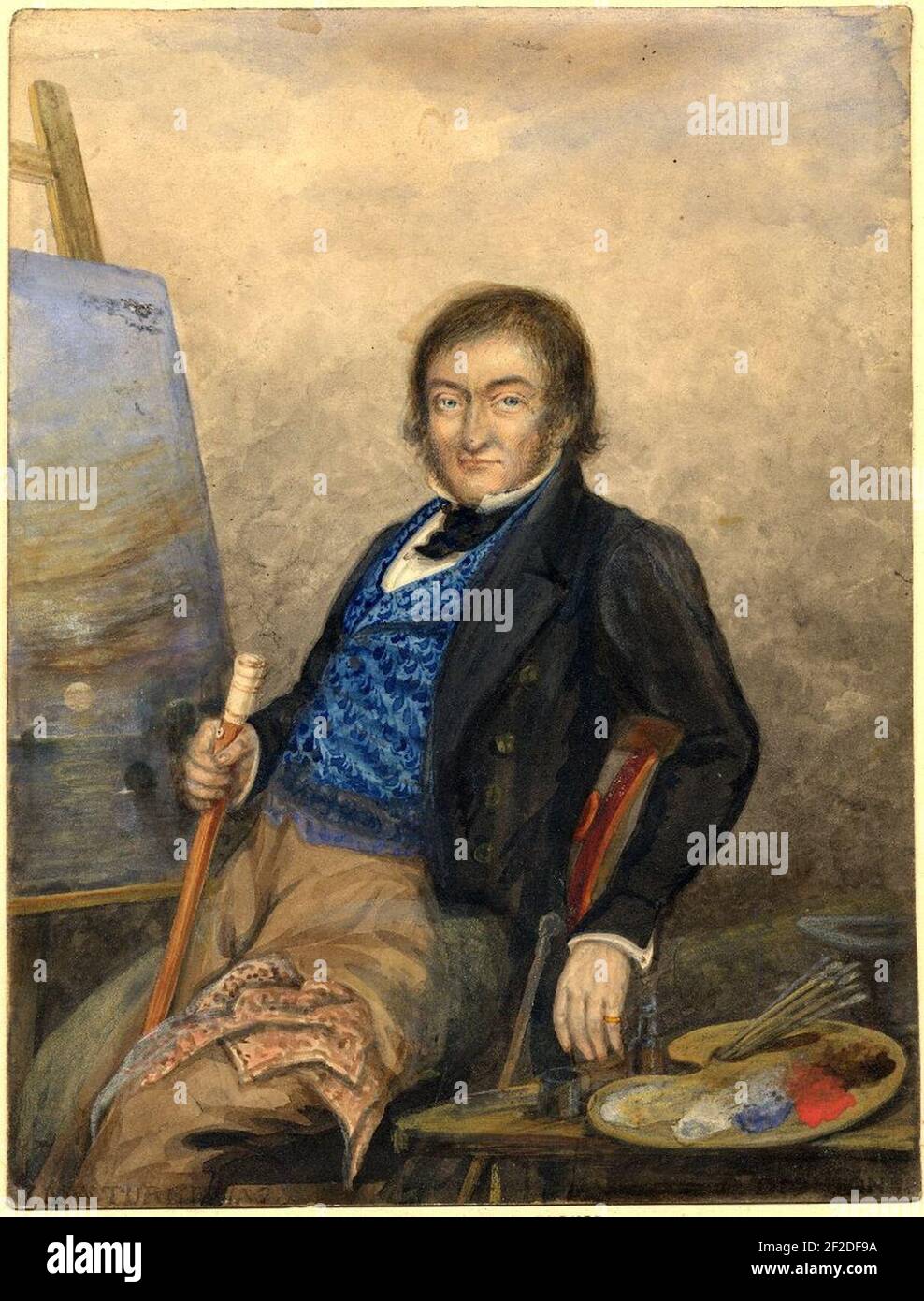 Portrait of Joseph Mallord William Turner watercolor. Stock Photo