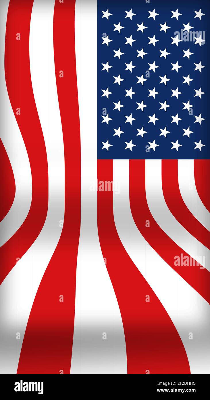 A USA flag with curving flowing lines and folds is seen in thisl background image. Stock Photo