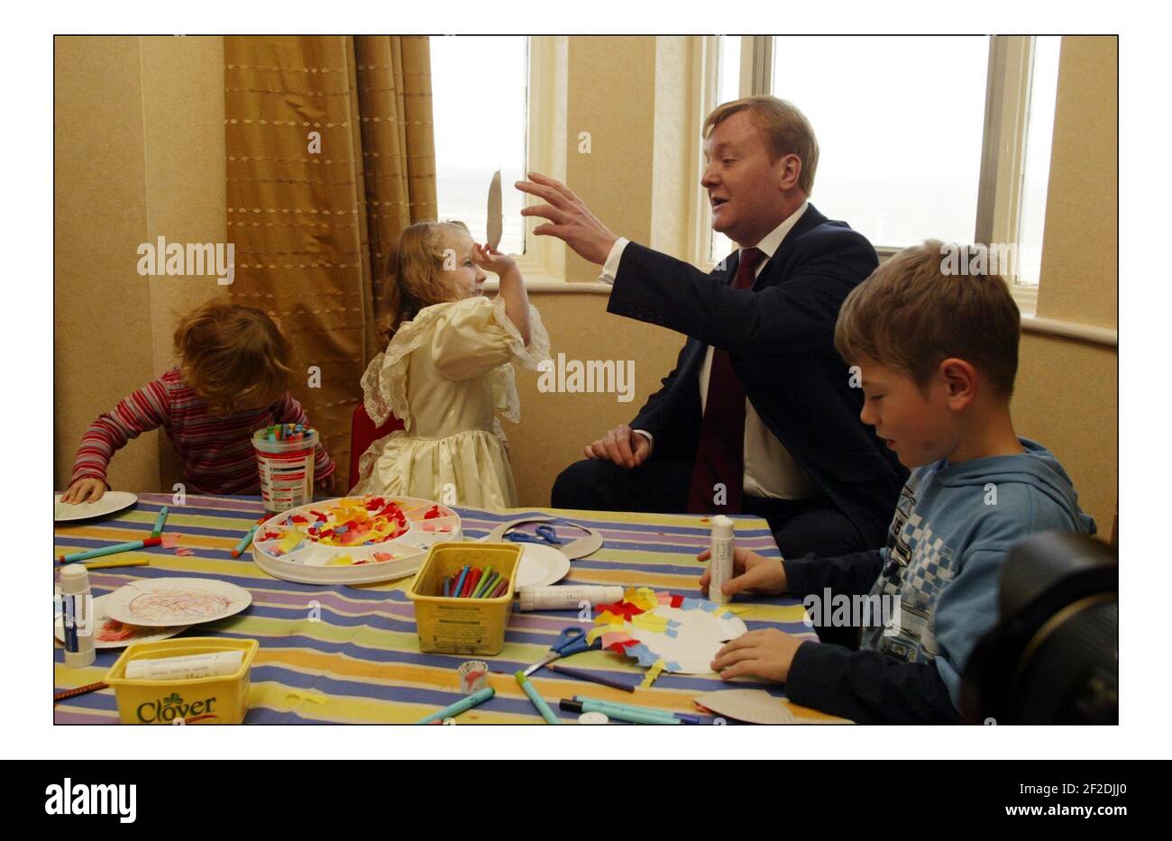 Charles Kennedy photocall in the creche in the Imperial Hotel in Blackpool during the 2005 Liberal Democrats Conference.pic David Sandison 20/9/2005 Stock Photo